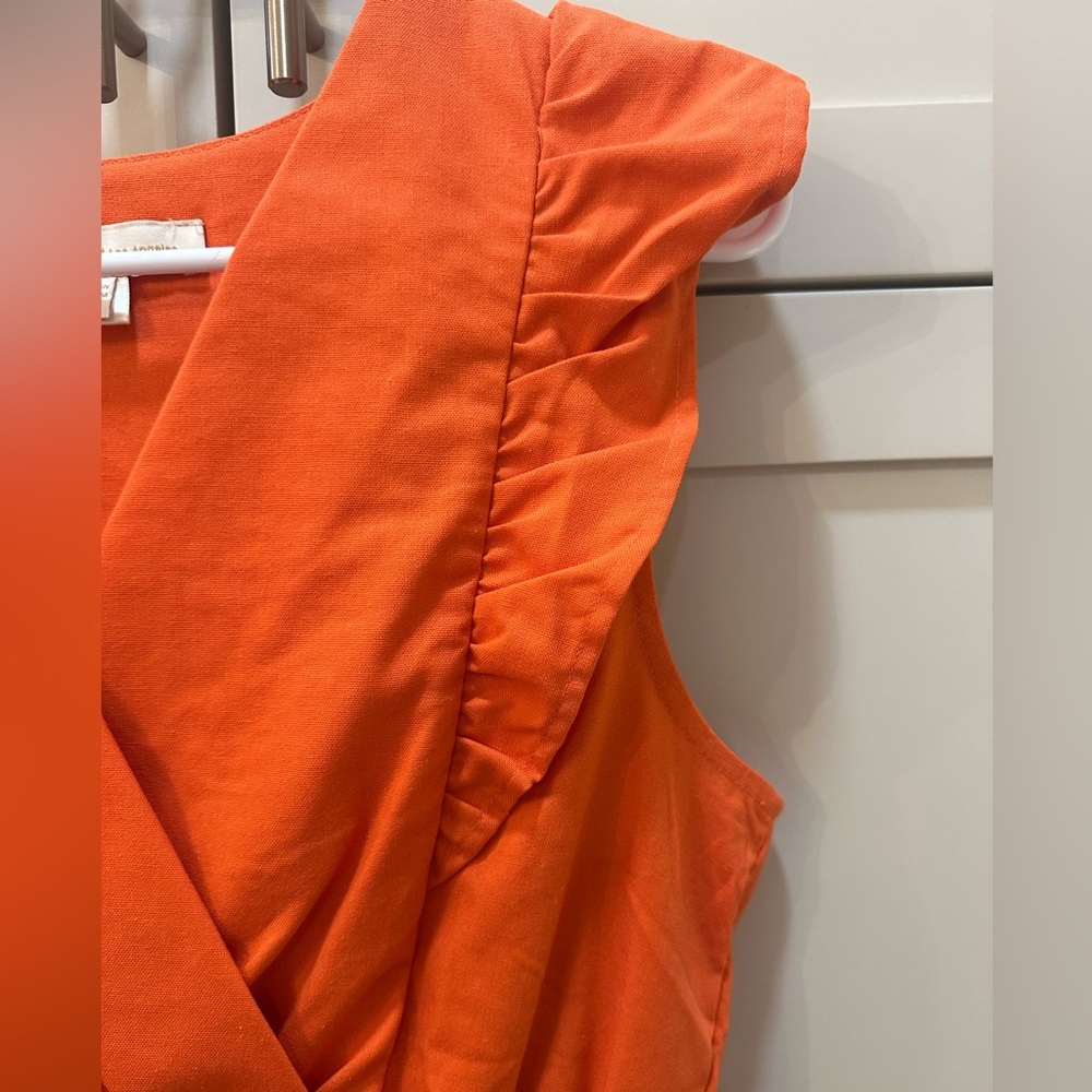Orange Ruffled V-Neck Top - junior XL - Picture 2 of 8